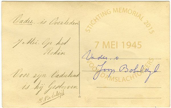 Tekst op achterkant portretfoto.