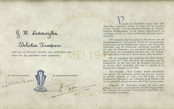 Oorkonde Three Castles