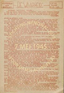 07-05-1945 De Waarheid extra bijlage, landelijk, NIOD coll 556 doos 104, Koninklijke Bibliotheek