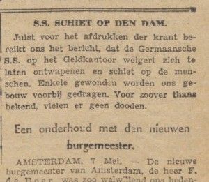 Trouw 7 mei bericht tijdens begin schietpartij